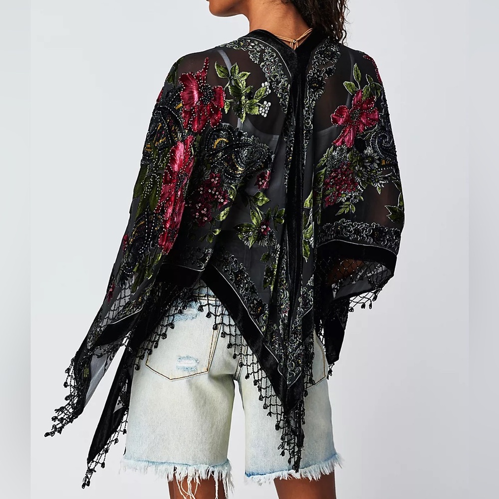 Free People Black Floral Tunic